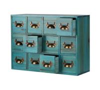 AYCDL Classeur À Fiches en Bois Massif, Meuble De Rangement De Style Apothicaire avec 14 Tiroirs, Boîte De Rangement en Bois pour Classeur À Fiches, Organisateur De B,Blue12