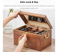 AYCDL Coffret À Bijoux en Bois Massif pour Femme, avec Serrure Et Tiroirs, Idéal pour Ranger Petits Et Grands Bijoux, Montres, Colliers Et Bagues, 3 Couches A.,