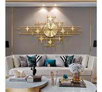 AYCDL Décoration Murale Moderne : Grande Horloge Murale Soleil en Métal, Design Étoilé 3D Doré, Silencieuse, sans Tic-Tac, À Quartz, Horloge Murale Créative pour Le Salon, 100