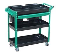 AYCDL Diables Portables Multifonctions, Chariot À Outils, 3 Niveaux, Tiroir Multifonction, Rangement, Pièces De Manutention, Voiture, Charge 100 Kg, 685 X 345 X 760,Black+Green