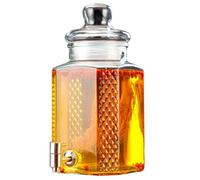 AYCDL Distributeur de boissons en verre de 5 L avec robinet en acier inoxydable étanche pour boissons froides, jus de fruits, distributeur d'eau de grande capacité avec verre anti-poussière, robinet