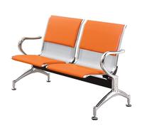 AYCDL Ensemble de bancs de salle d'attente robustes et confortables avec accoudoirs et dossier, idéal pour les aéroports, les banques, les salons et les salles de conférence, marron, orange