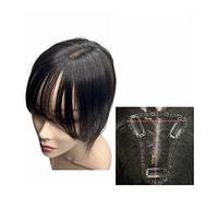 AYCDL Frange À Clipser en Dentelle Suisse Transparente, Cheveux Humains, Extension De Frange pour Femme, Frange Respirante en Cheveux Remy.，9x11 Natural Black