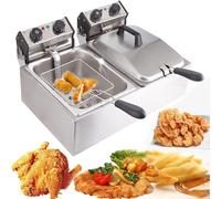 AYCDL Friteuses Électriques Professionnelles en Acier Inoxydable, avec 2 Paniers Et Couvercles, Grande Friteuse pour Frites, Poulet Et Crevettes.