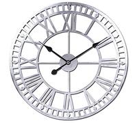 AYCDL Horloge Murale Surdimensionnée Silencieuse en Métal, Chiffres Romains, Décoration Moderne pour Salons, Bureaux, Bars, Hôtels, Décoration Murale pour Salon, 80 Cm, Doré,Silver-60CM
