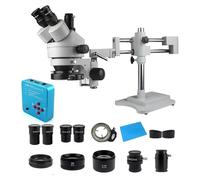 AYCDL Kit D'Accessoires pour Microscope : Microscope Trinoculaire Stéréo Zoom À Double Bras Articulé, Grossissement Simultané 3,5X, 90X Et 180X, Caméra USB 4K 48 MP,2K 3.5X 90X White