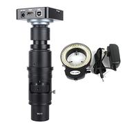 AYCDL Kit D'Accessoires pour Microscope : Objectif Zoom À Monture C À Grossissement Réglable pour Microscope Vidéo Industriel, Caméra Et Lames De Microscope,90X Lens 38MP LED