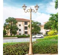 AYCDL Lampadaires Solaires D'Extérieur, Style Rétro Créatif, en Aluminium Moulé sous Pression, pour Éclairage Public sur Mât Haut, Lampe De Cour, Lampadaire Communautaire.,2head Bronze-2.5M
