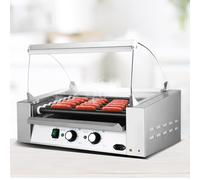AYCDL Machine à rouleau Hot Dog, double contrôle de la température, plateau d'égouttement amovible en acier inoxydable et couvercle en verre, rôtissoire pour hot-dog domestique commercial