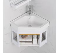 AYCDL Meuble de salle de bain d'angle pour évier de cuisine avec lavabo mural utilitaire, robinet chaud et froid, grand espace de rangement pour petit espace, blanc, 47 cm