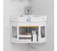 AYCDL Meuble de salle de bain d'angle pour évier de cuisine avec lavabo mural utilitaire, robinet chaud et froid, grand espace de rangement pour petit espace, bleu, 42 cm