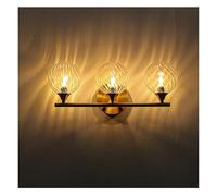 AYCDL Miroir De Luxe avec Phare, Armoire De Salle De Bain, Éclairage en Cuivre, Applique Murale LED Boule De Verre, Lampe Murale,2 Colors Changeable-3 Bulbs