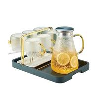 AYCDL Pichet, Bouilloire, Tasse À Eau Froide, Théière Ménager À Motif Martelé, Résistante Aux Hautes Températures, Grande Capacité, Ensemble Bouilloire Et Bouteille,1800ml