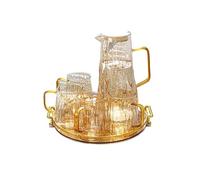 AYCDL Pichet en Verre, Bouilloire Isotherme, Bouilloire À Eau Résistante Aux Hautes Températures, Théière D'Été pour Infusions, Ensemble De Tasses Et Bouteilles D'Ea,Gold