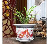 AYCDL Pot De Fleurs Antique en Porcelaine Chinoise Famille Rose, Pot De Fleurs Rétro en Céramique, Cuisson À Haute Température À 1380 Degrés, Culture Orientale,F-39 * 32CM