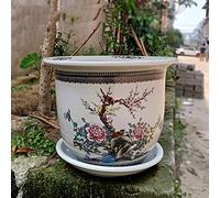 AYCDL Pot De Fleurs Antique en Porcelaine Chinoise Famille Rose, Pot De Fleurs Rétro en Céramique, Cuisson À Haute Température À 1380 Degrés, Culture Orientale,C-39 * 32CM