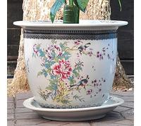 AYCDL Pot De Fleurs Antique en Porcelaine Chinoise Famille Rose, Pot De Fleurs Rétro en Céramique, Cuisson À Haute Température À 1380 Degrés, Culture Orientale,D-39 * 32CM