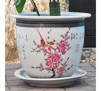 AYCDL Pot De Fleurs Antique en Porcelaine Chinoise Famille Rose, Pot De Fleurs Rétro en Céramique, Cuisson À Haute Température À 1380 Degrés, Culture Orientale,B-39 * 32CM