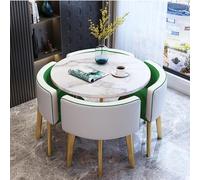 AYCDL Table de salle à manger ronde compacte pour 4 personnes - Table de conférence multifonction peu encombrante pour salon, cuisine, salon - Finition grise élégante, vert + blanc