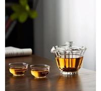 AYCDL Théière en Verre Fine Et Élégante avec Trou pour Filtre, Service À Thé, Théière Transparente À Main,with Cup-One Size