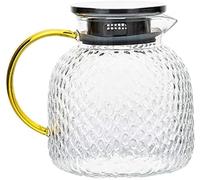 AYCDL Théière Pratique pour La Maison avec Poignée Confortable, Bouilloire en Verre Transparent Résistant À La Chaleur Et Filtre en Acier Inoxydable.,1800ml