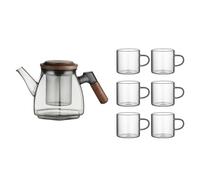 AYCDL Théière Raffinée De Grande Capacité avec Infuseur, Bouilloire en Verre, Théière Spéciale pour Infusion Maison, Coffret À Thé,One Color-with Six Cups