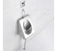 AYCDL Urinoir en Acier Inoxydable 304, Cuvette Murale pour Hommes avec Chasse d'eau À Capteur Et Tuyau D'Évacuation, Toilettes Commerciales Anti-É,Floor Row