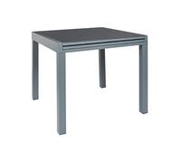 AYDEN - Table Allongeable de Jardin Grise en Métal Plateau Verre Trempé -