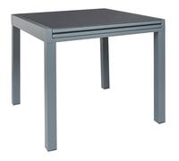 AYDEN - Table Allongeable de Jardin Grise en Métal Plateau Verre Trempé