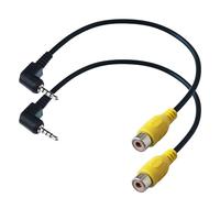 AYECEHI Lot de 2 câbles de 2,5 mm vers RCA à angle de 90 degrés - Prise mâle TRRS 2,5 mm vers RCA femelle - Adaptateur d'entrée AV pour GPS, tablette, caméra de recul DVR - 0,2 m