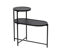 AYES Table d'appoint double couche, 70 x 35 cm, table d'appoint de canapé, coin de lecture pour salon, chambre à coucher, support de lampe de chevet en bois, table de nuit pour plantes en pot, thé