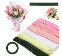 AYESY 500 Pièces Fil Chenille, Rose Cure-Pipes Multicolores Kit de Fleurs en Fil Chenille pour Bricolage Bâtons Pelucheux Fournitures Enfant pour Decorations et Artisanat Creatif de Nol