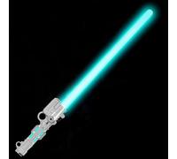 AYESY 7 Couleurs Sabre Laser, 2 en 1 Sabre Lumineux Epée Laser à LED avec Son Jouet de Sabres Lumineux Rétractable Rechargeable USB pour Cadeaux Cosplay Jeu rôle Guerrier Galactique, Argent 34-66cm