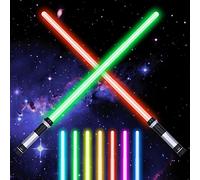 AYESY 7 Couleurs Sabre Laser, 2 en 1 Sabre Lumineux Epées Laser à LED avec Son Jouet de Sabres Lumineux Rétractable pour Cadeaux Cosplay Halloween Jeu de rôle Guerrier Galactique, 2 pcs 41-80cm