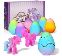 AYESY Arc-en-Ciel à Éclore avec Licornes, Lot de 6 Œufs Surprise Licorne à Éclosion Magiques Jouets de Croissance Cadeaux d'anniversaire de Pâques