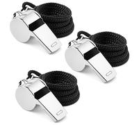 AYESY Lot de 3 Sifflets de Sport en Acier Inoxydable avec Cordon, Métal Coach Sifflet pour Arbitre Sport Scolaire Entraînement Canin Super Coach Cadeau pour Les Entraîneurs et Arbitres