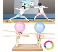 AYESY Marionnettes D'escrime en Bois, 200 Balloons Bamboo Man Battle, Jeu de Clôture de Ballon Fait à la Main Combat De Ballons Rapide Fast-Paced Balloon Fight for 2 Players