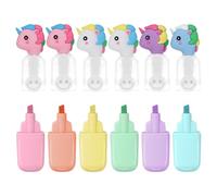 AYESY Mini Surligneurs, 6 set Modèle Licorne Surligneurs Fluorescents de Couleur Pastel Marqueurs Paste pour l'école l'université ou le bureau 6 Couleurs Assorties