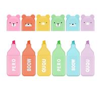 AYESY Mini Surligneurs 6 set Modèle Ours Surligneurs Fluorescents de Couleur Pastel Marqueurs Paste pour l'école, l'université ou le bureau 6 Couleurs Assorties