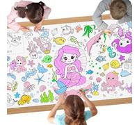 AYESY Nappe à Colorier pour Enfants，180 * 90cm Sirène Papier Dessin pour Enfant DIY Géant Coloriage Affiche Jeux d'anniversaire, Activités pour Enfants