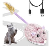 AYESY Souri Interactive pour Chats Jouet, Souris Électrique avec à détection Intelligente Mobile Automatique pour Chat Rechargeable par USB avec Queue de Plume Sons Réalistes, Violet