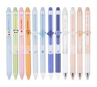 AYESY Stylos à Encre Gel Effaçable, 12 Pièces 0.5 mm Stylo Gel Kawaii Animaux Motif Animal Stylos à Bille Thermosensible Encre Gels Effaçable Panda Espace Chat Ours Fraise pour Enfant Etudiant Adulte