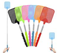 AYESY Tapettes à Mouches Extensible, 6 Pièces Tapetteà Mouche Main Tapette à Mouches Télescopique et Durable avec Poignée en Acier Inoxydable pour Les Moustiques Nuisibles (MultiColorés)