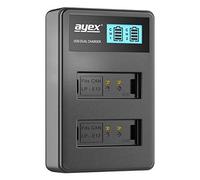 ayex Double chargeur USB pour batteries Canon LP-E12 par exemple EOS M M10 M 200 1000D - Se recharge via une prise d'alimentation USB sur un ordinateur portable ou une batterie externe, avec écran LCD