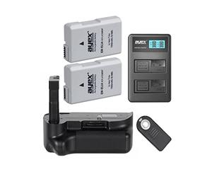 ayex Poignée d'alimentation compatible avec Nikon D5100 D5200 comme BG-2G avec déclencheur à distance infrarouge + 2 batteries EN-EL14 + 1 chargeur USB double