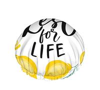 Ayez un zeste pour la vie bonnets de douche citation inspirante citron fruits frais d'été en plein air femmes réutilisable double couche couverture de cheveux doux chapeau de douche pour toute la lo