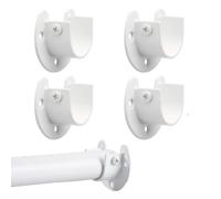 AYGCI 4 Pièces Support de Tringle à Rideaux Douilles de Poteau de Penderie en Acier Inoxydable en Forme de U avec Vis pour Porte- Tringle à Vêtements (Blanc, 25mm)