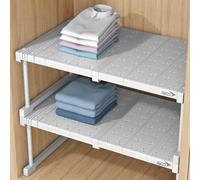 AYGCI Extensible Étagère de Placard Séparateur d'étagère pour Armoire Bibliothèque Placard Diviseur DIY Organisateur pour Cuisine Salle De Bains Bureau Chambre (Largeur 42 [Longueur 47-68cm])
