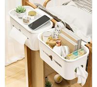 AYGCI Panier de Rangement à Suspendre pour Chevet, Multifonction Boîte Organisateur pour Lit Sac de Rangement pour Bouteille, Magazines, Télécommande, Téléphone, Tablettes, et Livres