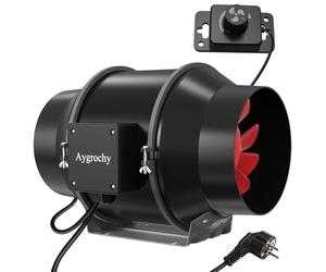 Aygrochy 125mm Extracteur d'Air Réglable 416m³/h,Ventilateur d'extraction EC Moteur avec Contrôleur de Vitesse Variable Pour VMC Salle de Bain, Cuisine,Garage,tentes de culture,ventilation.